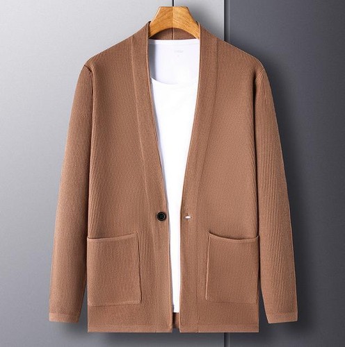 Men's Cardigan Coat Casual Long Sleeve Roud Collar Knit One Button Sweater Plus - Bild 16 von 18