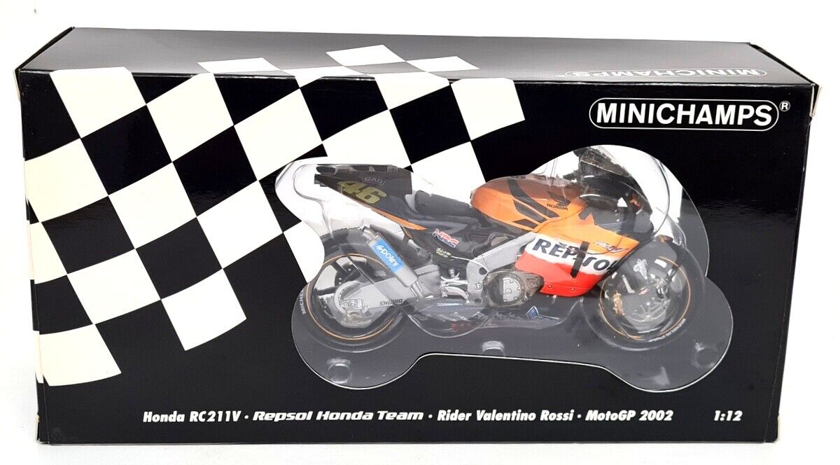 Minichamps 1/12 Honda RC211V 2002 Valentino Rossi Repsol Minichamps 1/12 Honda RC211V 2002 Valentino Rossi Repsol