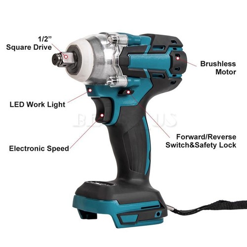 Für Makita 18V Akku Elektrowerkzeug Brushless Elektro Schlagschrauber 520N.m 1/2" - Bild 6 von 6