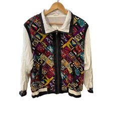 Nwt Vintage Bob Mackie Jacket Women Sz L Multicolor 90’s Alphabet Wearable Art