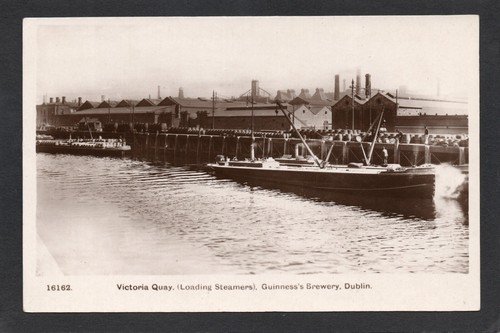 AK Guinness Brauerei Dublin Irland Dampfschiffe Fässer Victoria Quay RP - Bild 1 von 2