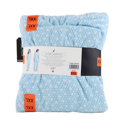 Nautica Damen Pyjama Set Struktur Stretch Microfleece 2-teilig, XXL, Blau - Bild 2 von 2