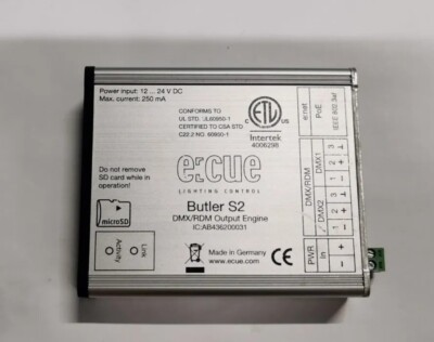 e:cue BUTLER S2 Ethernet to DMX/RDM (1024ch) with integrated