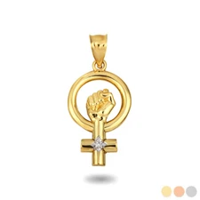 Gold Venus Love Symbol Feminist Diamond Pendant Necklace
