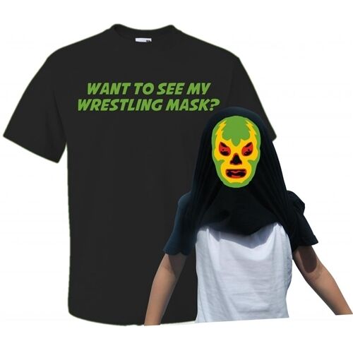 T-shirt flip per bambini Want to See My Wrestling Mask - T-shirt combattente per bambini - Foto 1 di 2