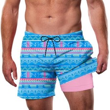 Cozople Mens Swim Trunks with Compression Liner 5.5" Inseam Quick Dry Bathing...