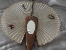 Antique Victorian Cockade Fan with Mirror Inlaid wood