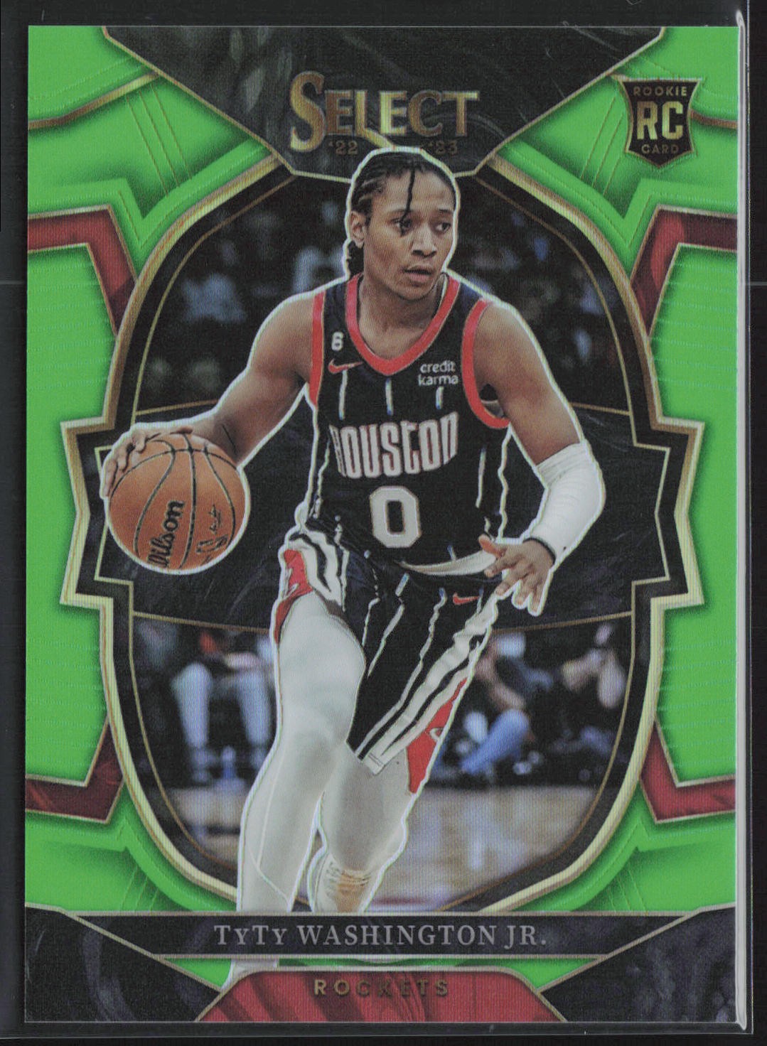 2022-23 Panini Select #70 TyTy Washington Jr. Neon Green Prizm #/75 Rookie RC