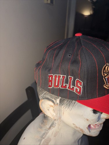 NBA FINALS 1996 CHICAGO BULLS HAT CAP SNAPBACK MITCHELL & NESS BLACK PINSTRIPES! - Picture 5 of 14