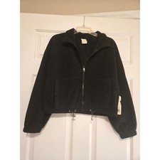Women's Black Fleece Zip-Up Jacket Size S 4-6 