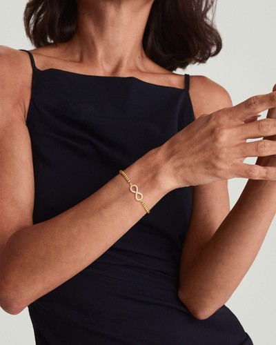 Gold Beaded Infinity Bracelets for Women, Stackable Stretchy Adjustable Slider 1 - Imagen 4 de 7