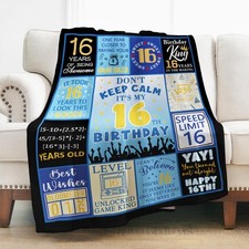 Blanket 60x50 Inch 16th Birthday Gifts Teen Kids 16 Year Old Girl Happy Decor