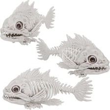 3 Skeleton Fish Decorations   Spooky Halloween Decor for Homes and Parties