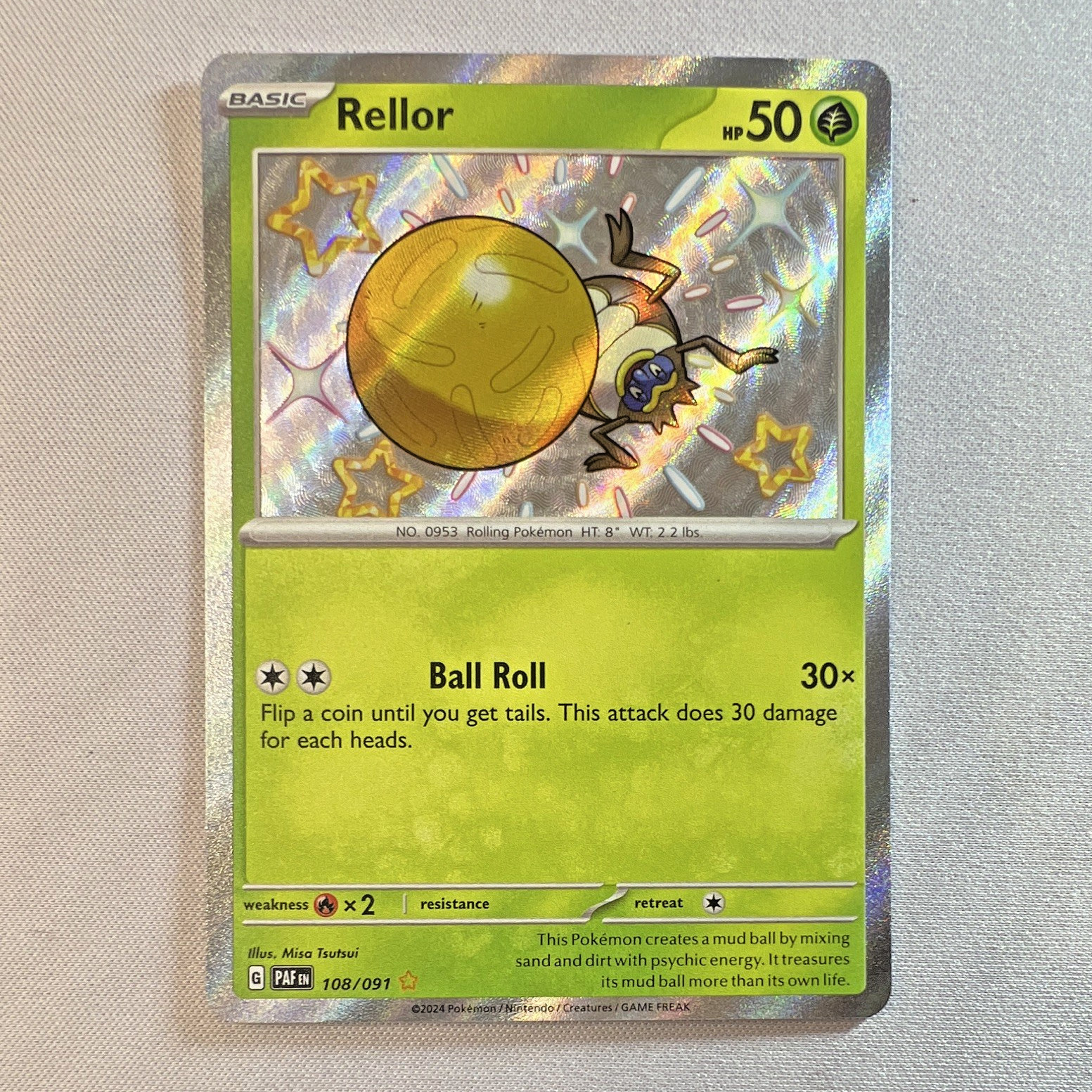 Pokémon TCG: Rellor 108/091 SV: Paldean Fates “Baby” Shiny Rare Holo