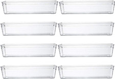 Clear Plastic Drawer Organizer Tray for Vanity Cabinet 9" 3" 2" Set of 8 ,Stora