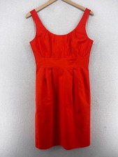 J.CREW Dress 4 Suiting Sheath Knee Length Pleated Sleeveless Cotton Blend Red