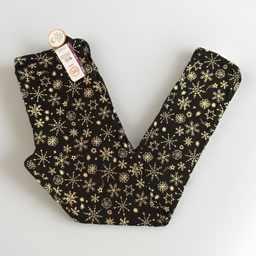 Wonder Nation Leggings Black with Gold Snowflakes & Stars Girls' XXL 18 NWT NEW