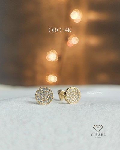 14k YELLOW GOLD STUD EARRINGS (7.6mm) - Picture 1 of 2