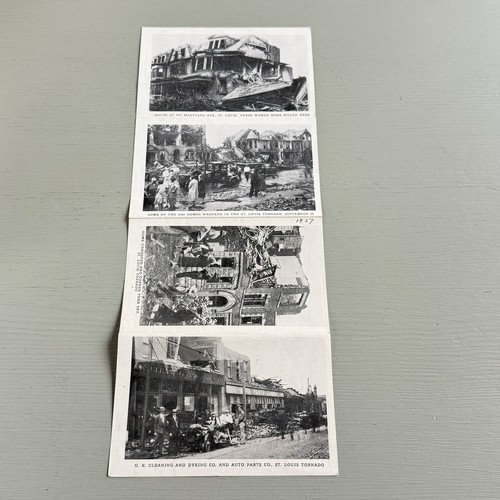 Vintage Fold Out Views of St. Louis MO Tornado Damage 1927 Disaster Ephemera