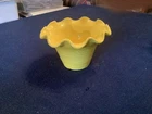 Vintage Haeger 5057 USA ruffled rim Yellow planter with overlay