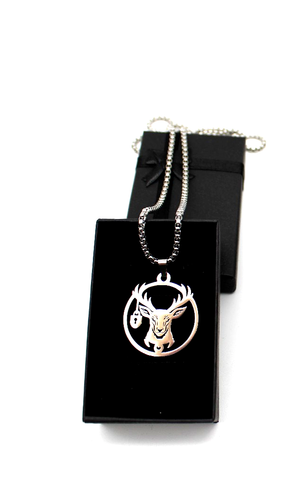 Halskette, Hirschkopf-Anhänger, Boxkette. Eigenentwurf Please4Me Edeistahl - Picture 5 of 12