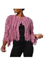 C Wonder by Christian Siriano Women's Mesh Ruffle Tie Top Dry Lilac