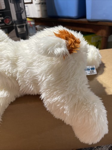 VINTAGE Shaggy Puppy Dog 16'' Plush Stuffed White Black Brown 1999 Liberty Toy - Picture 5 of 6