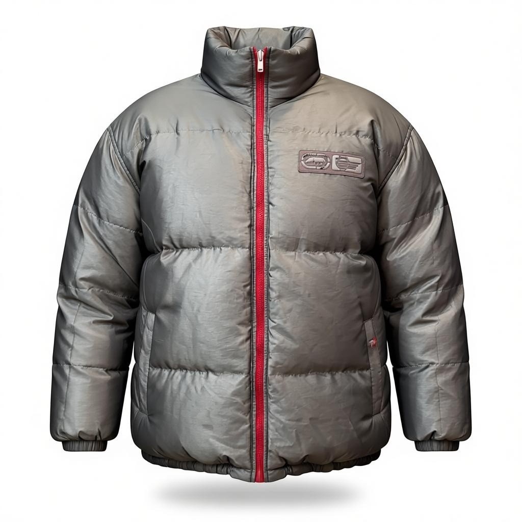 Vtg Ecko Function Reversible Red Silver Puffer Ja… - image 1