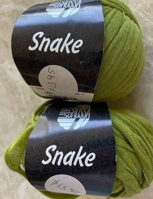 Lot of 2, Lana Grossa SNAKE, 100%Baumwolle Cotton, 50gm/60m, col#009, green