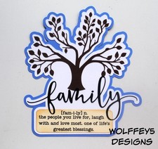 CRAFTECAFE FAMILY TREE KID ANCESTORY TITLE paper piecing scrapbook diecut piece