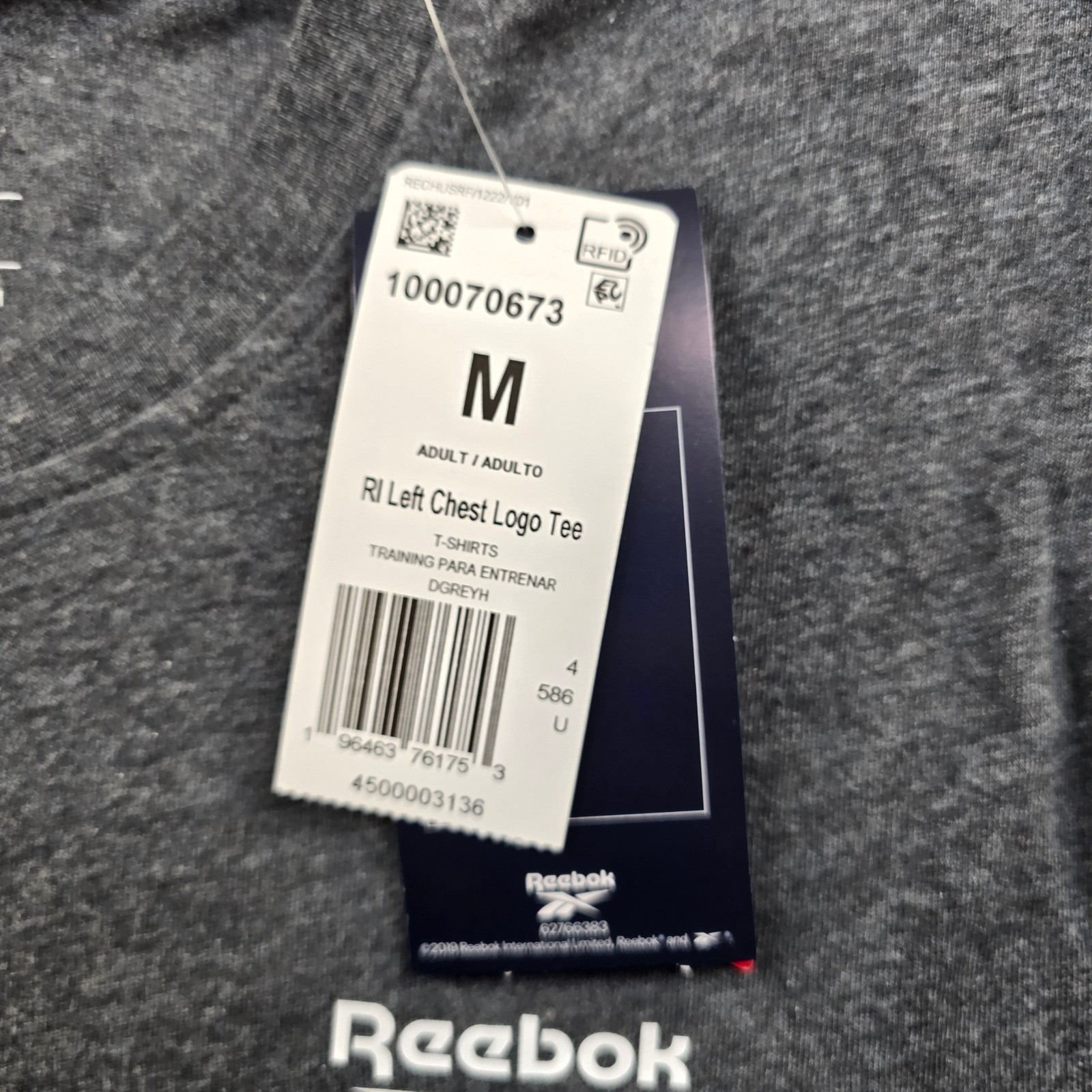 Reebok RI Left Chest Logo Tee Training T-Shirt Mens Medium Dark Grey Heather NEW thumbnail 4