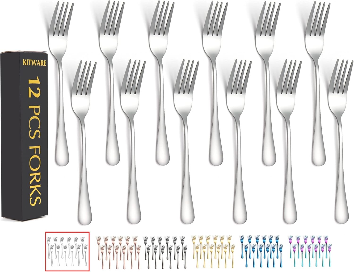 Set Of 12 Pieces，stainless Steel Flatware Forks 6.8