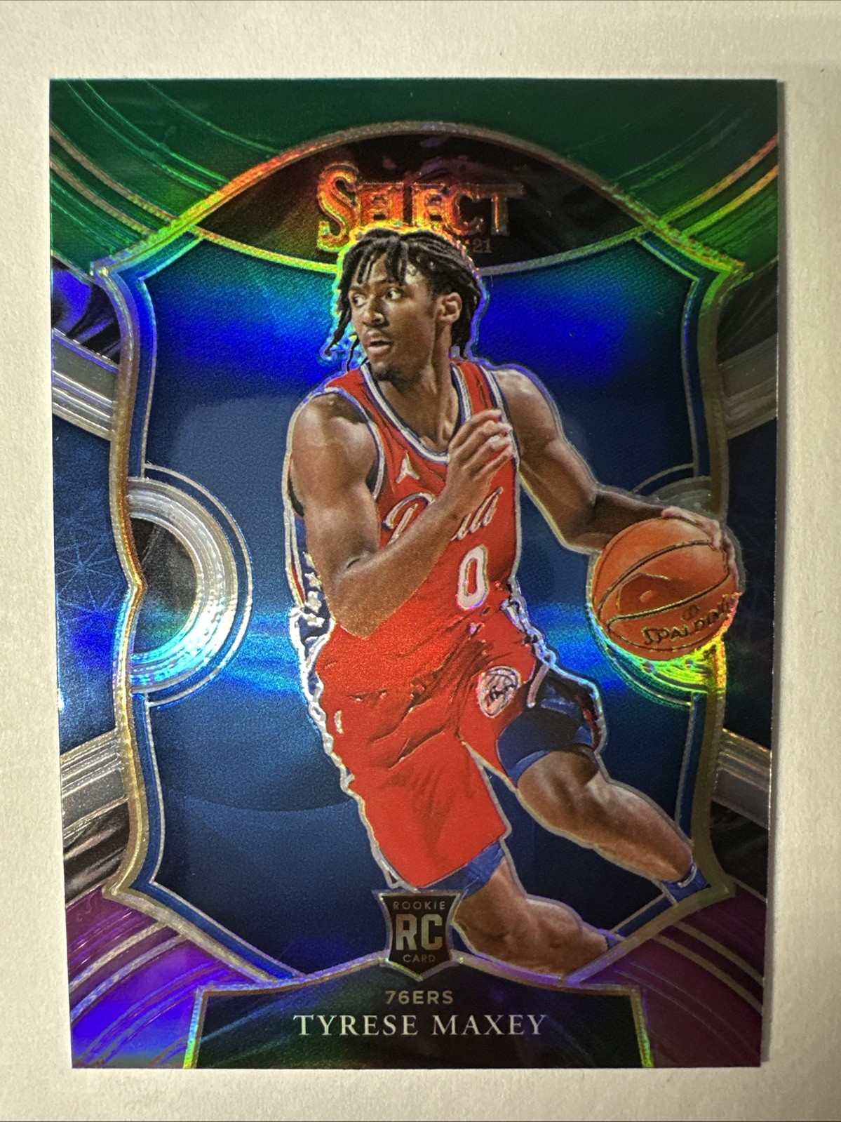 TYRESE MAXEY  2020-21 Panini Select #81 (RC) Rookie Green White & Purple Prizm