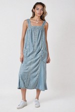 NEXT Light Denim Strappy Tunic Dress Midi Maxi Length Loose Fit