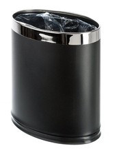 'Invisi-Overlap' Metal Trash Can, Open Top Small Office Wastebasket, Oval Sha...