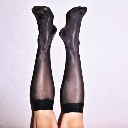 Medias brillantes al aceite para hombre calcetines largos elásticos hasta la rodilla pantimedias transparentes - Imagen 11 de 38