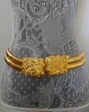 Vtg Mid Century Gold Tone Metal Stretch Snake Daragons Mane Women's Belt 1 Sz