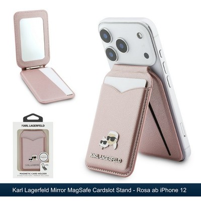 Karl Lagerfeld Kartenetui für iPhone 12 bis 16 MagSafe Kartenhalter mit Spiegel