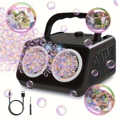Electric Bubble Maker with Dual Fans, Producing Over 20, 000 Bubbles Per Minute