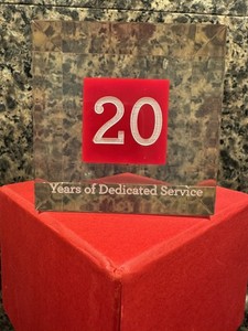 NEW in Box WELLS FARGO 20 Years Anniversary Employee Service Acrylic Cube 