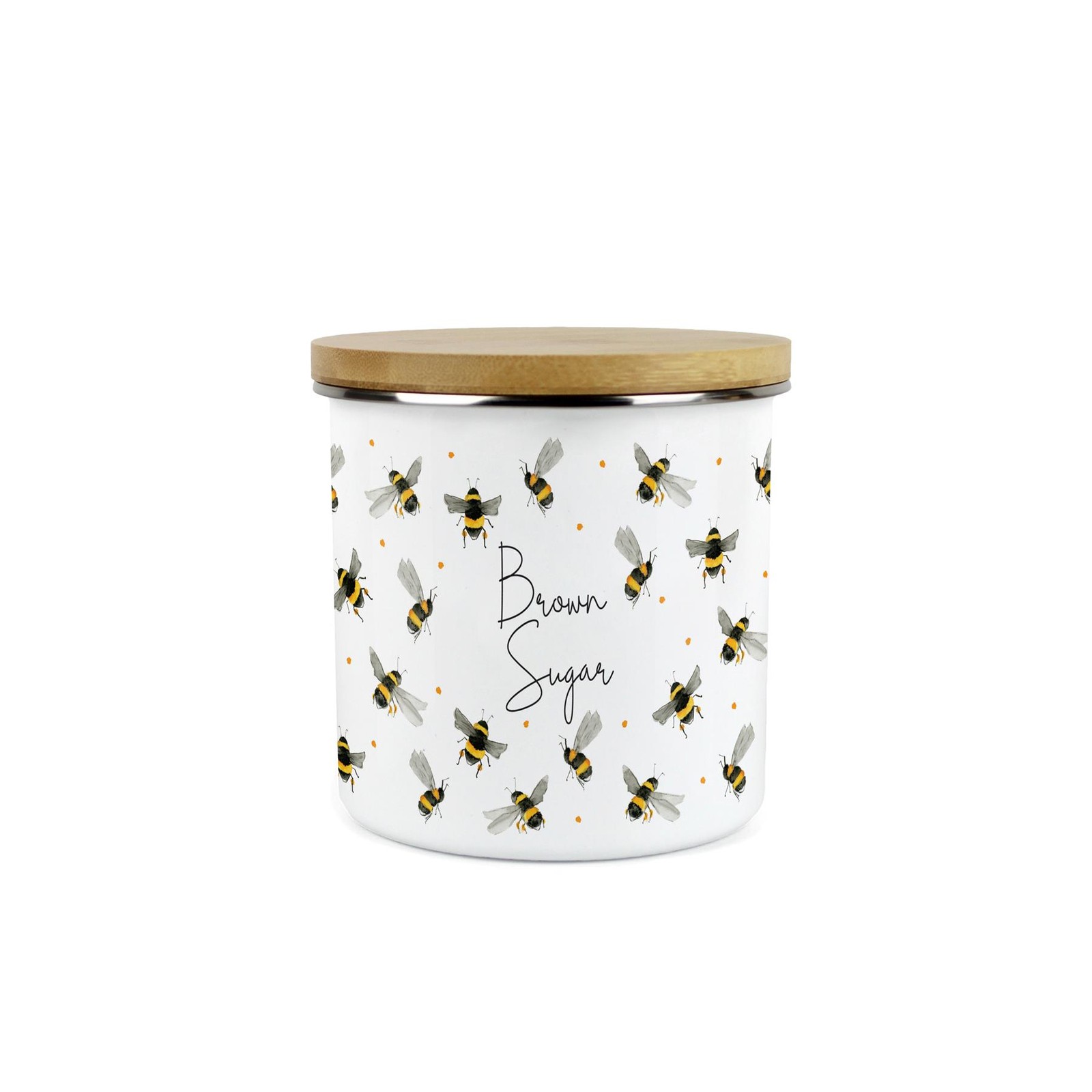 Scattered Bees Brown Sugar Canister - Bumblebees Medium Kitchen Storage Jar