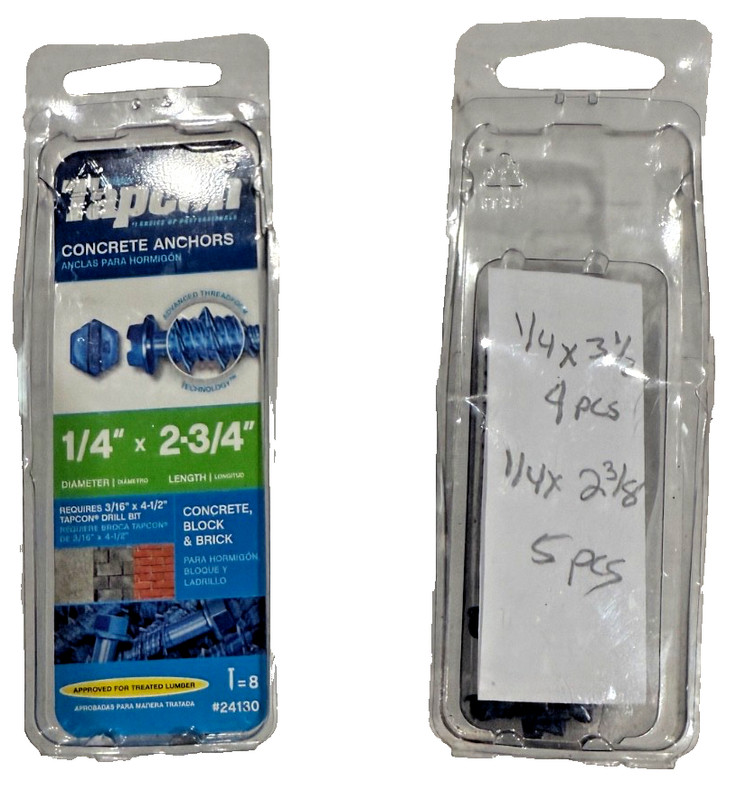 2 PACKS OF TAPCON Blue Masonry / Concrete Screws Heavy Duty Anchor Fasteners