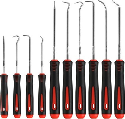10-piece precision needle picking tool set with non-slip handle