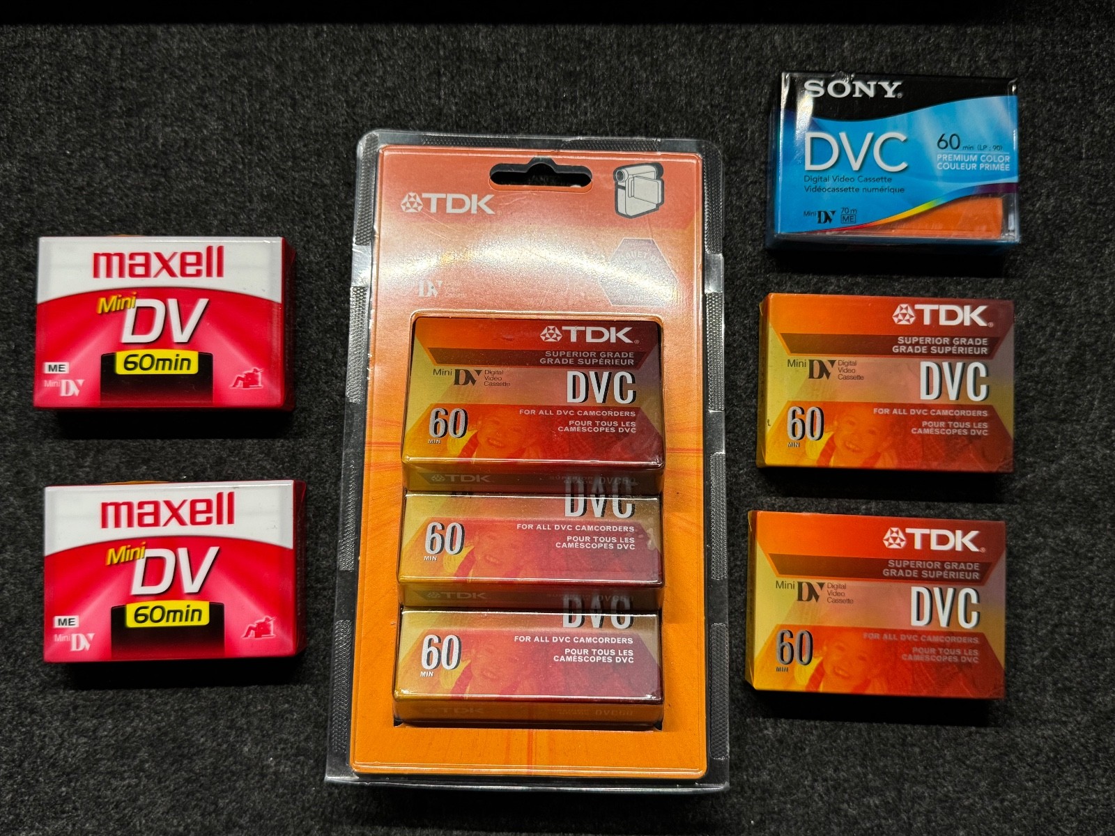 Lot of 8 New MiniDV Tapes – TDK / Maxell / Sony – 60min – All Sealed