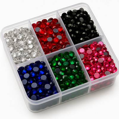   Premium DMC Hotfix Glas Strasssteine SS10 3mm 6 Farben Mix Set Glitzersteine