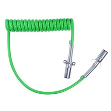 7 Way Coiled Cord 15 FT Green ABS Power Cable Semi Truck