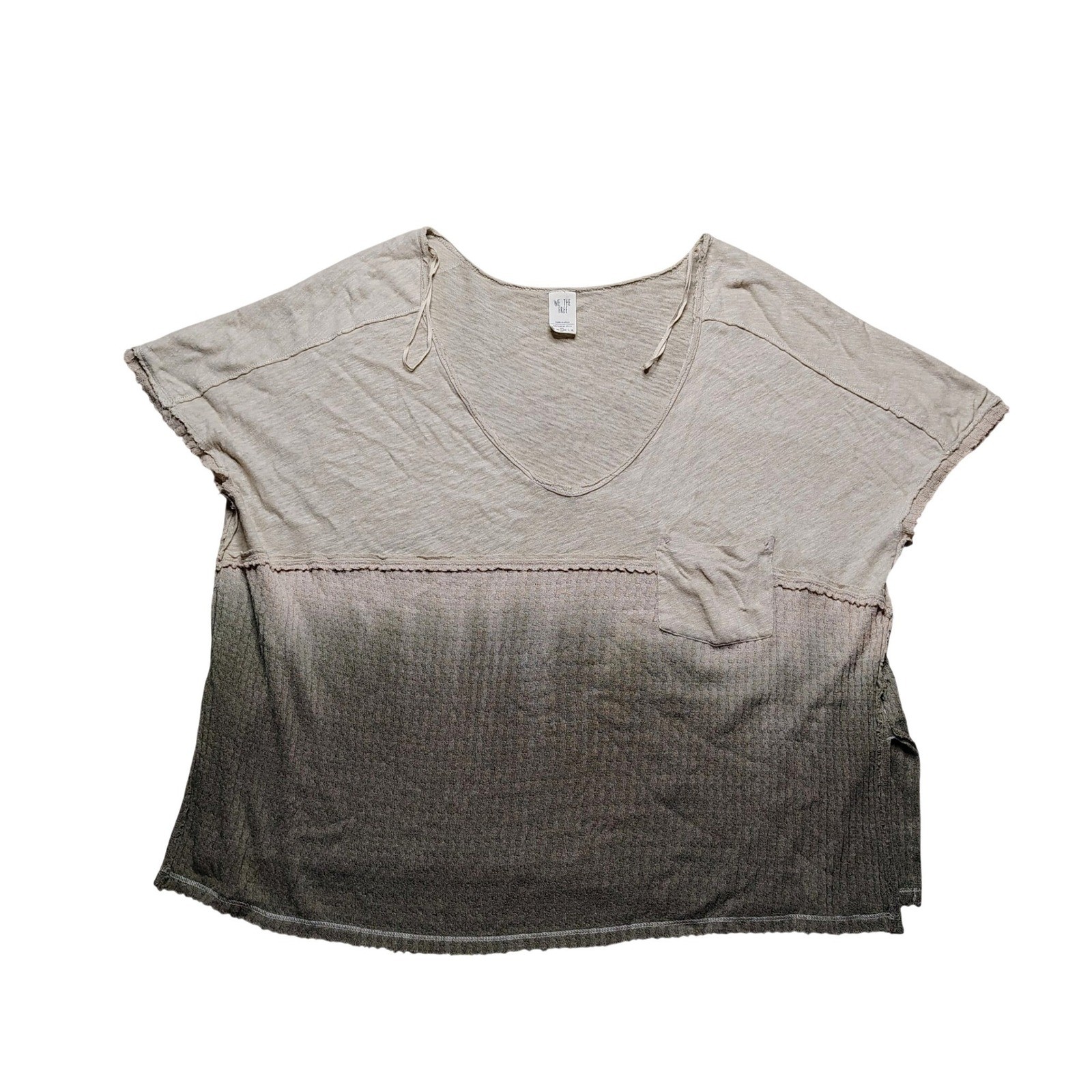 Free People We The Free Sun Dial Ombré Boxy Oversized Fit Shirt Beige Small