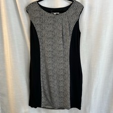 Ann Taylor Loft Women’s Sheath Dress Petite Large Black Striped Lined Stretch