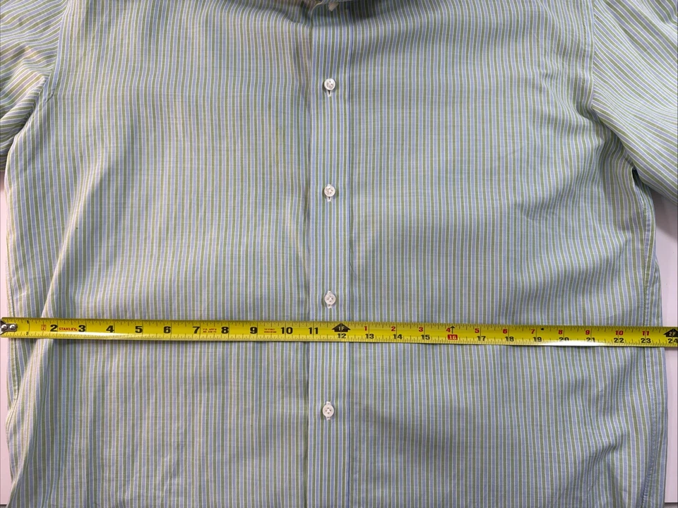 Camisa Borrelli Napoli Para Neumann Marcus Cuadros Blanco Verde Rayas Italia 16 1/2 R Foto 3 de 4