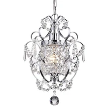Amorette Mini Chandelier Chrome Crystal Chandeliers, 1 Light Modern Elegant G...